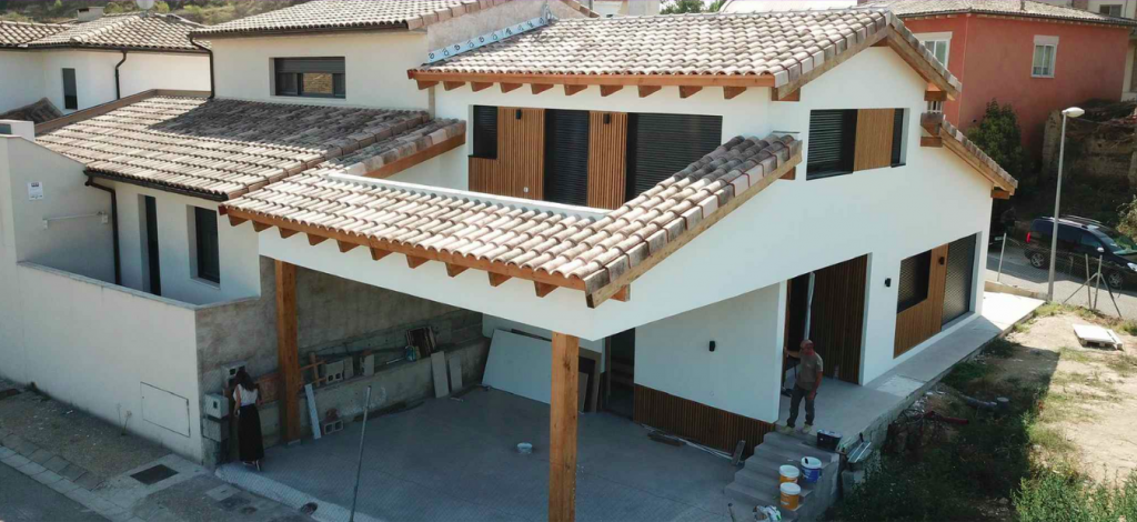 Ejemplo de una cubierta de una casa modular